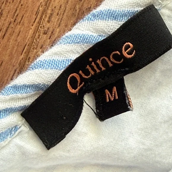 Quince 100% cotton striped gauze tiered maxi sundress dress M fully lined - Picture 4 of 8